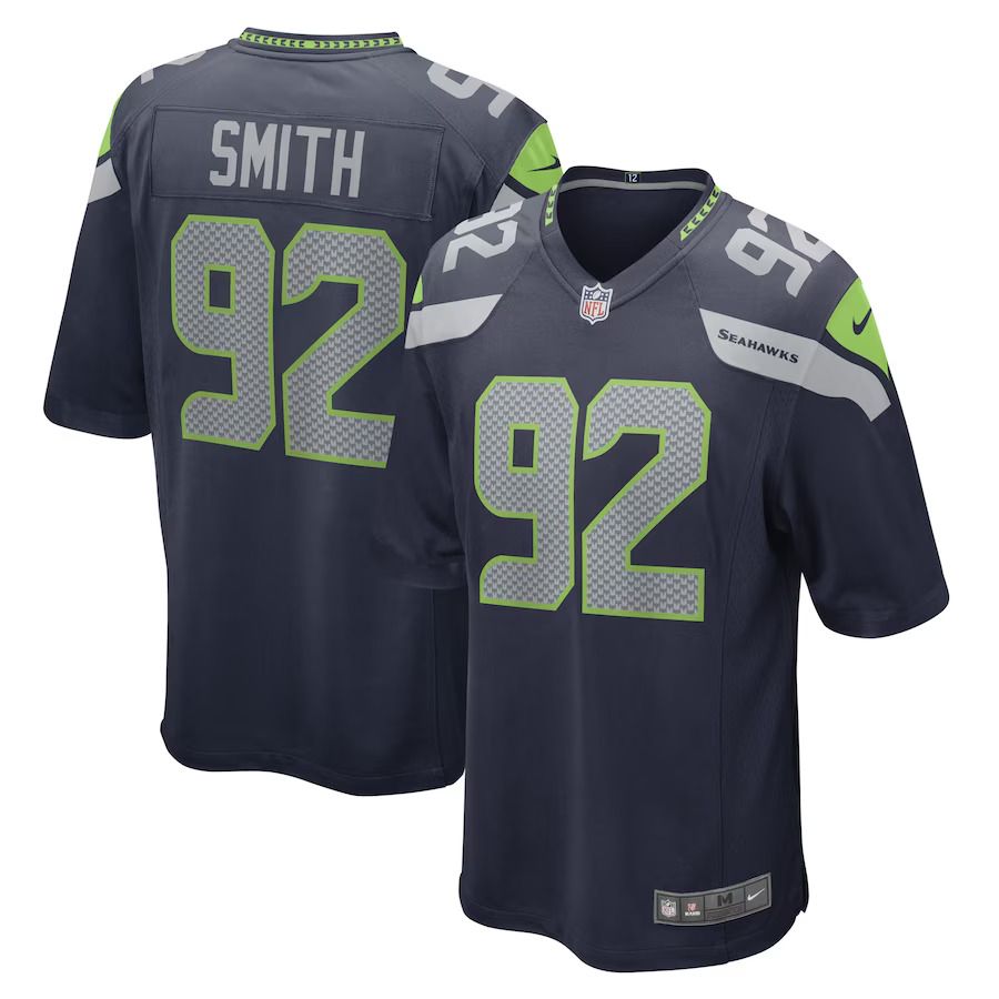 Men Seattle Seahawks 92 Tyreke Smith Nike College Navy Game Player NFL Jersey